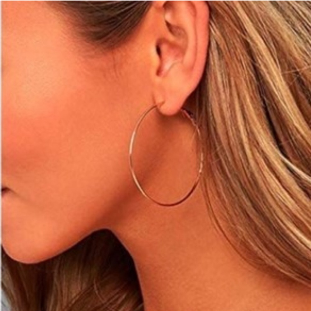 Rose Gold Classic Hoop Earrings 50mm diameter - Picture 3 of 3